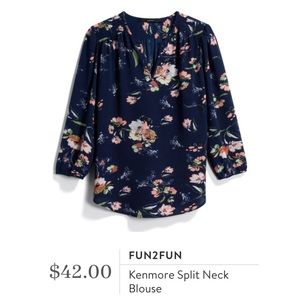 Fun2fun Kenmore split neck blouse